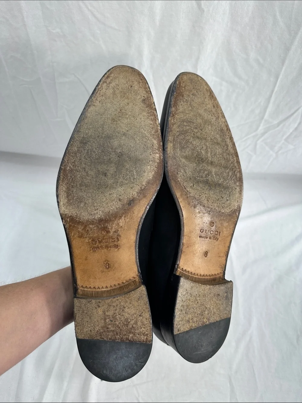 Gucci Silver Horsebit Loafers Slip On Leather Pointed Toe  display picture 1